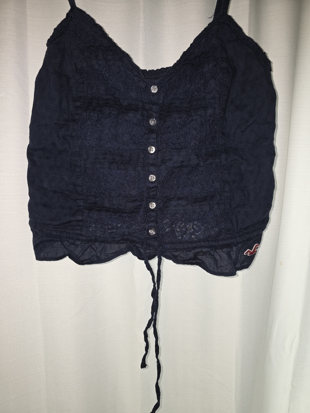 Hollister Navy Lace Button-Front Cami